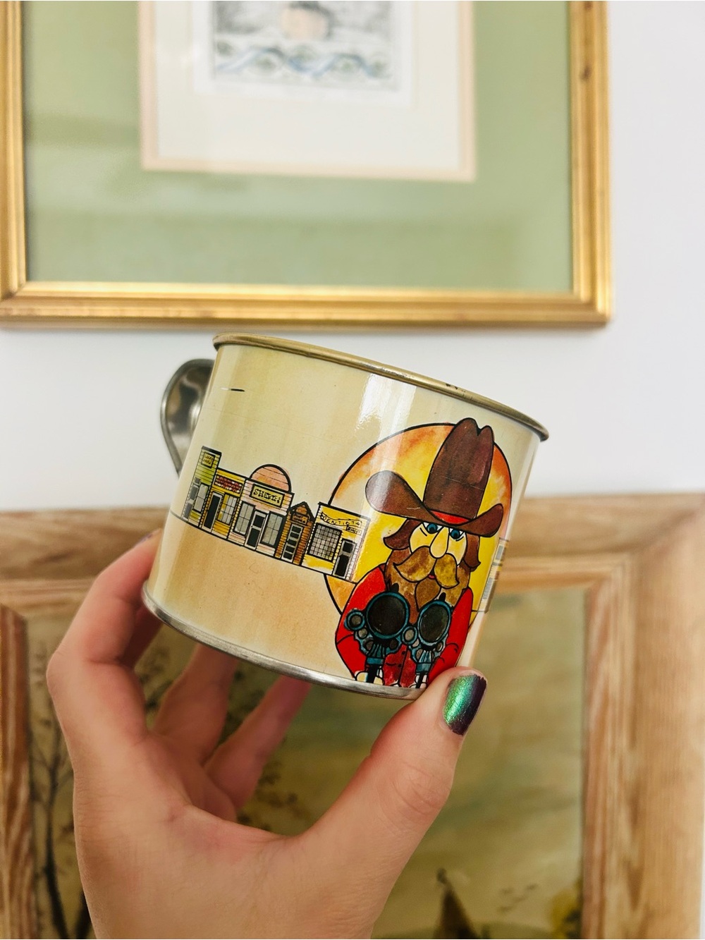 Retro Western Cowboy Tin Cup
